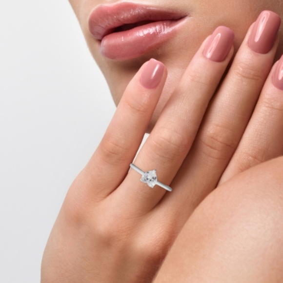 Heart solitaire simulated diamond ring - Picture 3 of 3